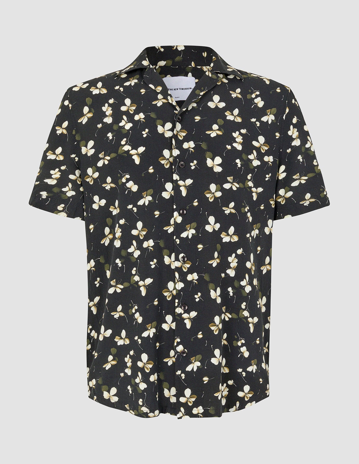 Breeze Bowling Short Sleeve Shirt Black Flowers